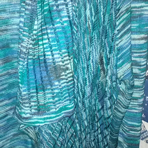 Aqua Blue/Green Gray Flyaway Knit Cardigan light - Picture 7 of 8